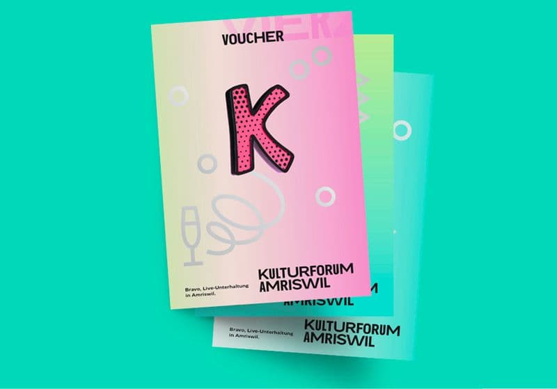 Gutscheine des Kulturforums in Pink und Mint